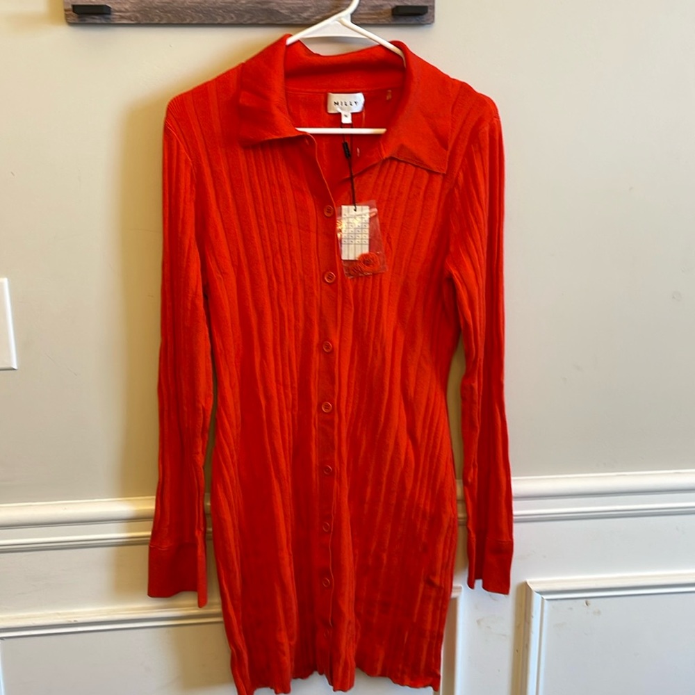 Milly Red Button-Up Dress